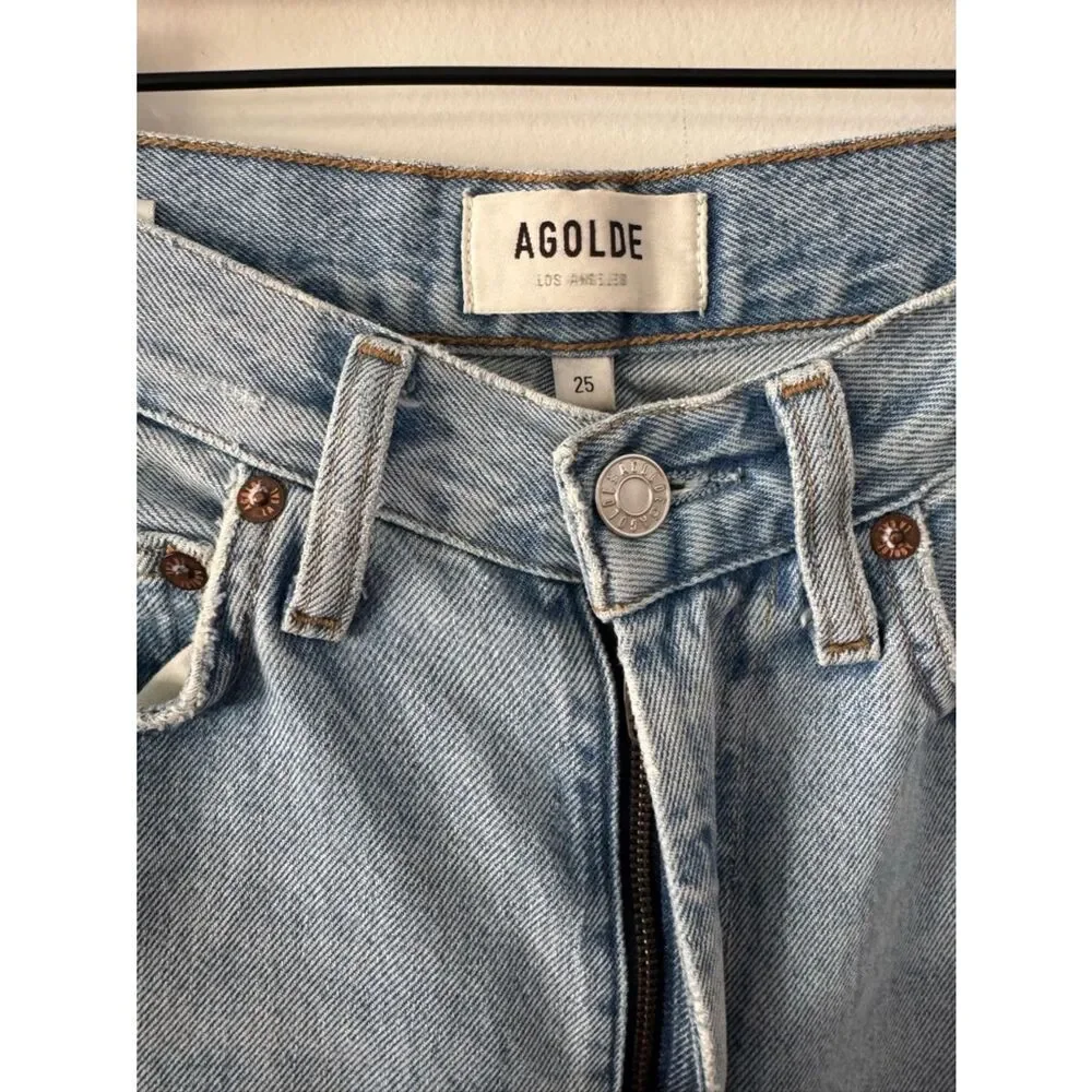 AGOLDE High-Rise Straight Leg Jeans in Light Blue 25